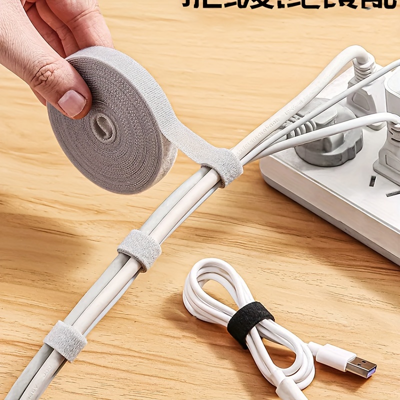 1 Roll - 300cm Black Nylon Cable Organizer Strap, Durable Hook and Loop Cord Winder for Efficient Cable Management in Home, Travel & Outdoor Use