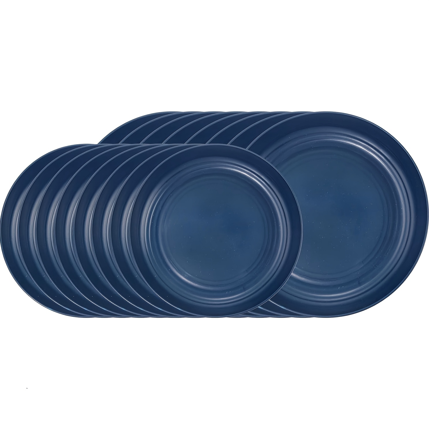 Image of A Set Of 16 Blue Plastic Tableware Durable And Safe For Use In Dishwashers And Microwaves, Perfect For Christmas, New Year, Valentine's Day, Kitchen Use, And Outdoor Camping