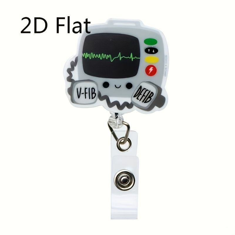TEMU Porte-badge rétractable 2D plat et amusant, avec clip, pour infirmières, médecins, enseignants et travailleurs de bureau, accessoires de bureau