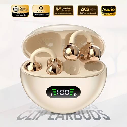 new clip headphones fasion comfortable headset music hanging earbuds video tws hifi acc stereo hd calling earphones for for iphone cellphone gaming couples earpieces smart headphones for valentines day gift