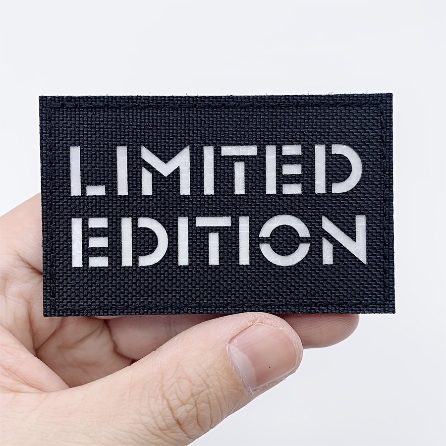 TEMU 1 pièce Patch réfléchissant auto-agrippant "Édition limitée" - Autocollant, lavable, pour vêtements, sacs, équipement de sport, amélioration de