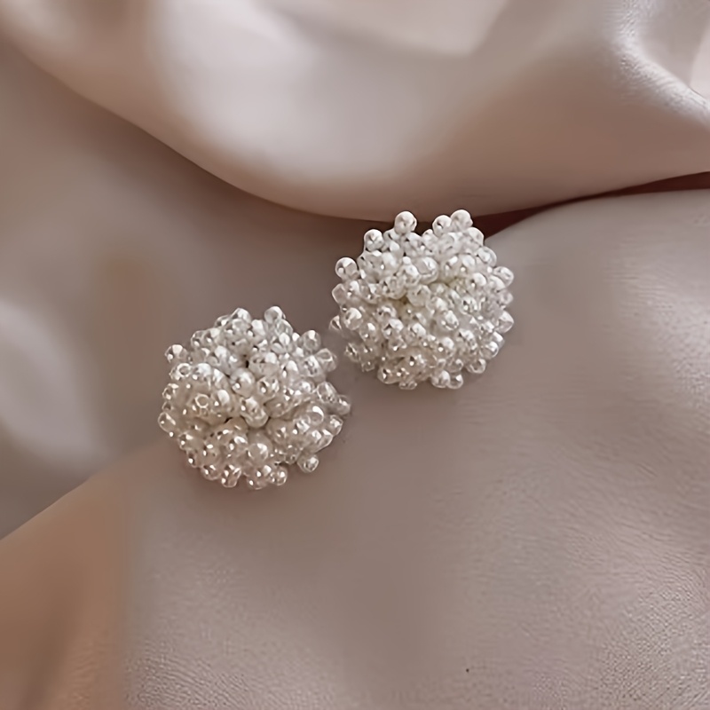 TEMU Boucles d'oreilles à clous sphériques en , clous d'oreilles ronds texturés de , bijoux de mode élégants pour femme