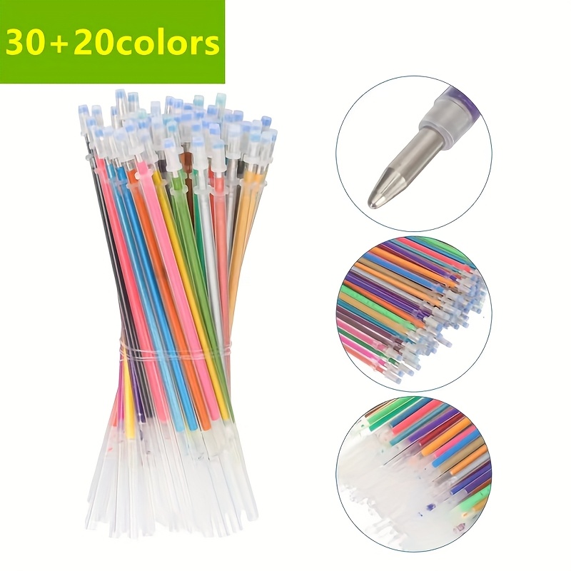 TEMU Glitter Gel Refill 50 Colors Glitter Pen Set For Card Making, 30% More Ink Neon Glitter Gel For Adult Coloring Books Journals Handmade Doodle