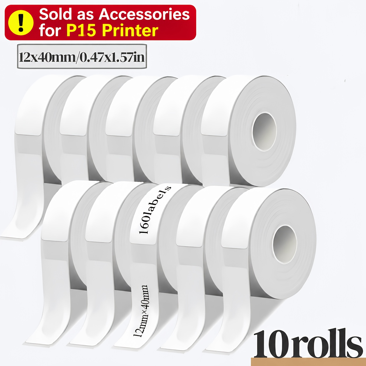 TEMU [10 Rolls Label Stickers] White Printed Labels, Total 1600pcs, Self-adhesive Labels, Suitable For Office Storage And Item Marking, Office And