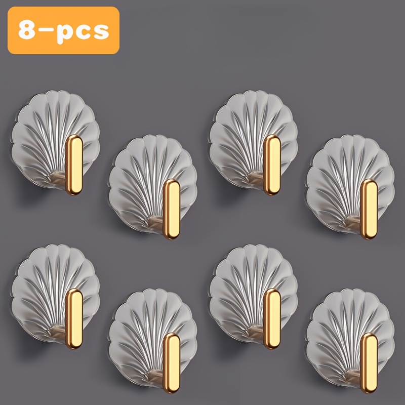 

8pcs Strong Adhesive Hooks - Transparent, Traceless & High Load-bearing For Bedroom And Office Use