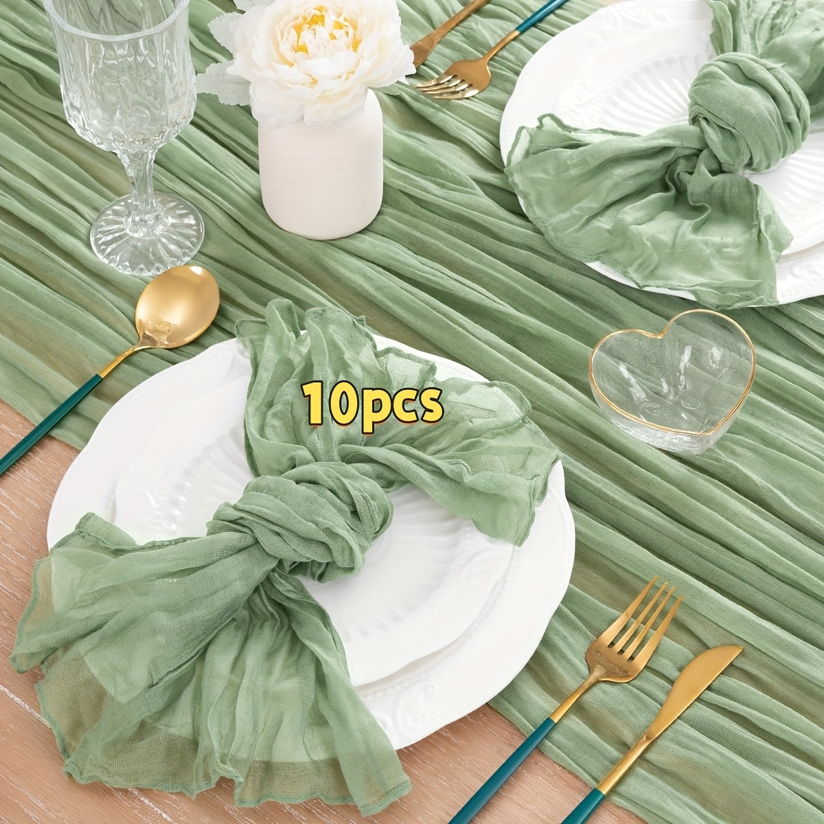 Image of 10-pack Gauze Pleated Cloth Napkins Pleated Napkins Soft Napkins Decorative Cloth Napkins Suitable For Wedding Decoration Party Decoration Home Daily Party Decoration Use