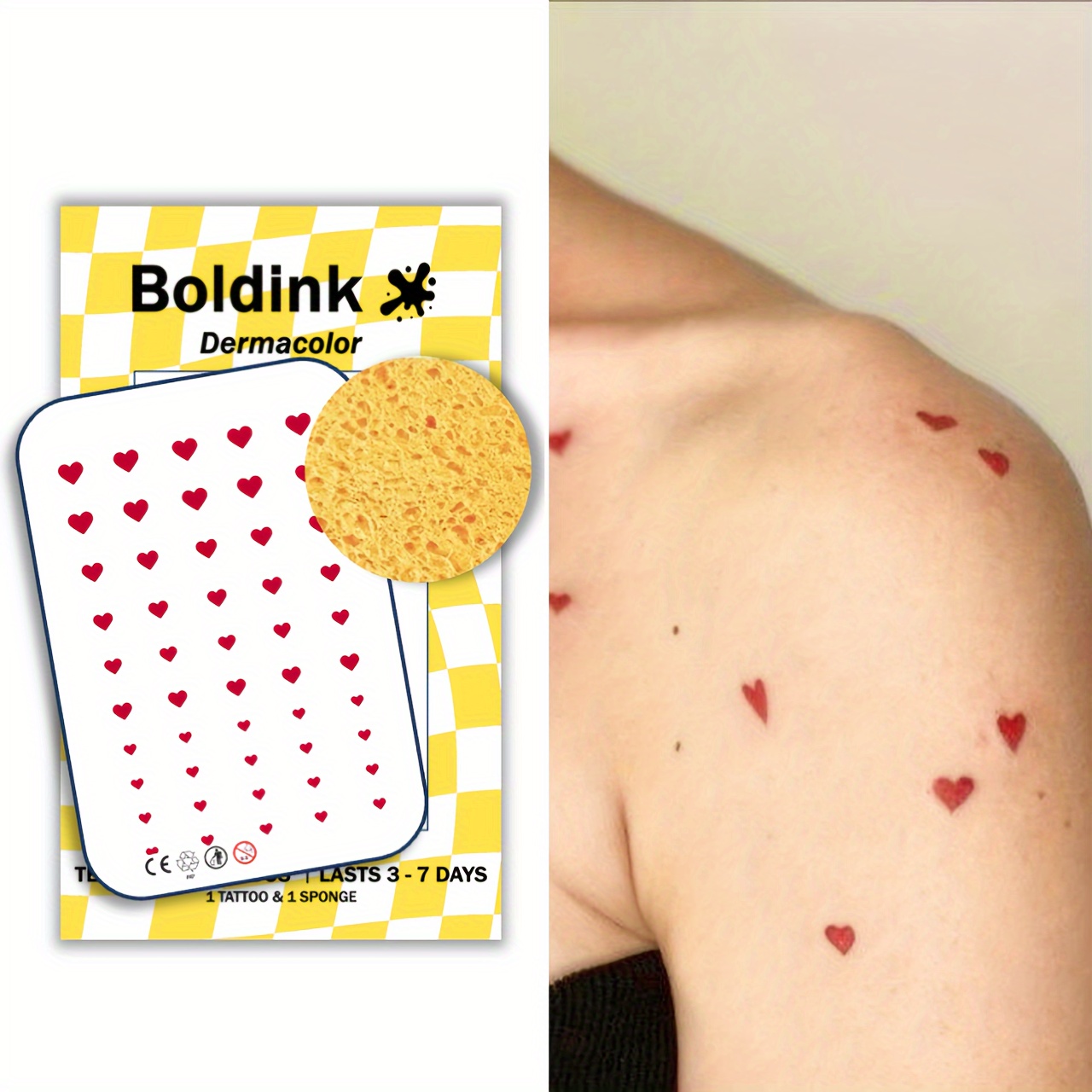 

Boldink Mini Red Heart Temporary Tattoos - Waterproof, Long-lasting & Realistic Body Art For Men And Women, Easy Apply & Remove
