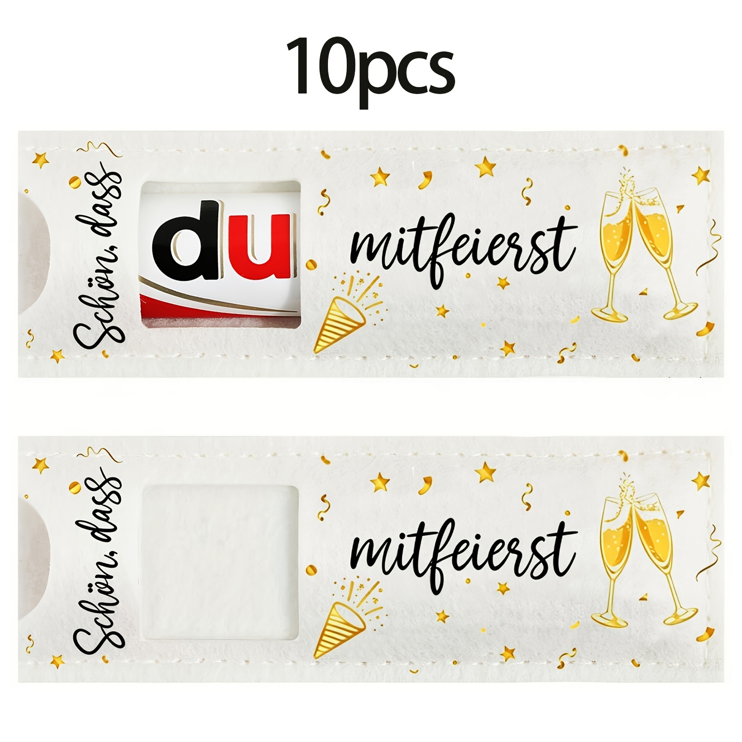 Image of Gift For Her/him 10pcs Felt Party Gift Box Packaging, German "schön, Dass Du Mitfeierst" Chocolate Bar Box, Party Favors, Suitable For Birthday Parties, Gatherings, Weddings