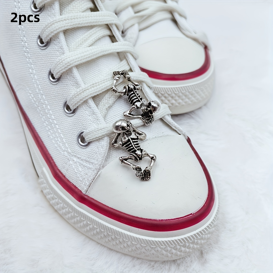 Image of 2/4pcs Shoe Jewelry Set Suitable For Casual Shoes, Sneakers, Etc. Detachable Alloy Additions Attached To Shoelaces, Ideal For Halloween And Festivals And Parties