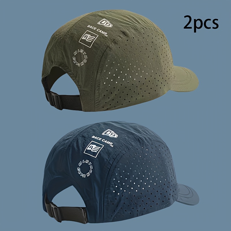 Image of 2pcs Set Men's 2025 Retro Short Brim Baseball Cap, Adjustable Unisex Summer Outdoor Sports Breathable Quick-dry Hat, Thin Short Brim Cap