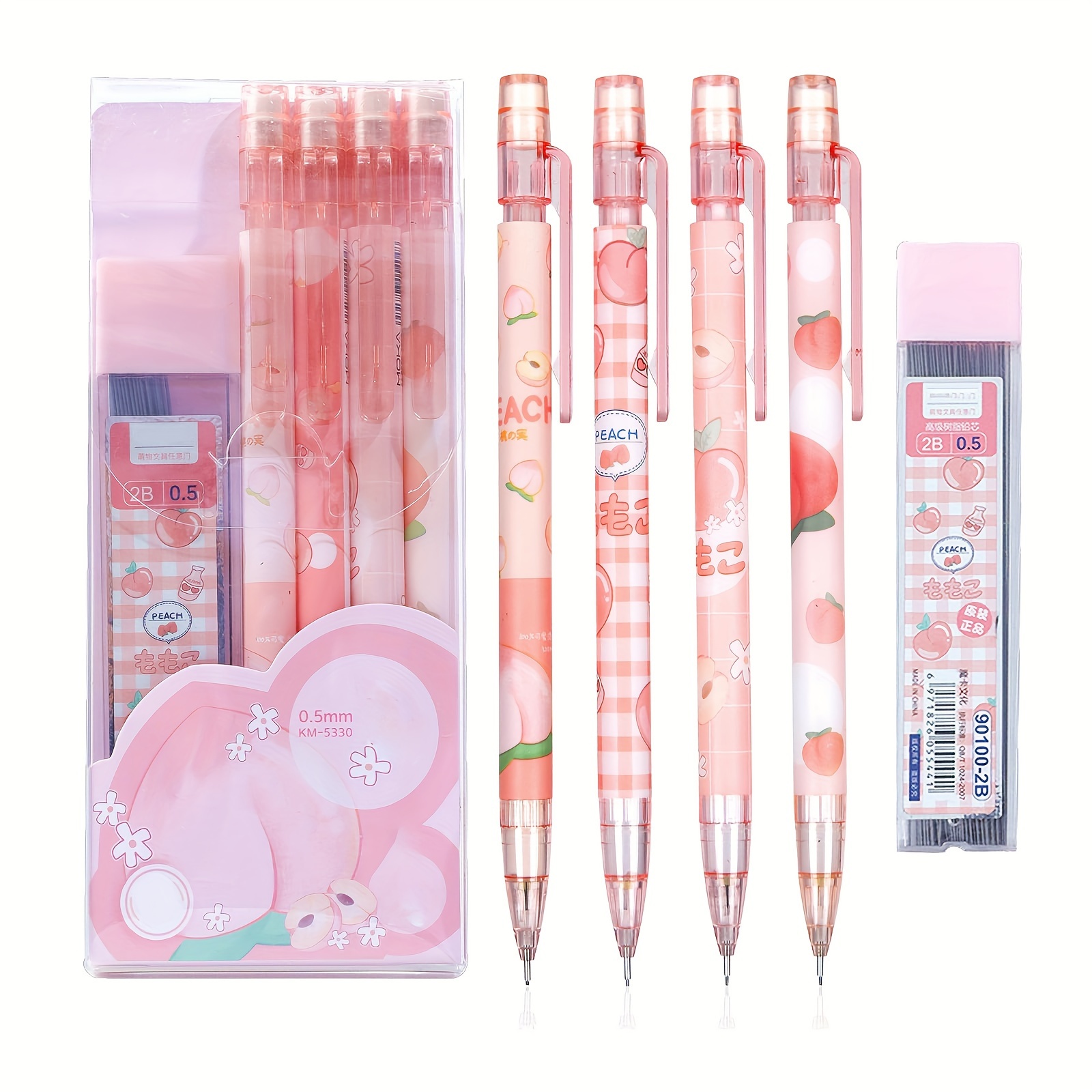 

Cute Mechanical Pencil Set Include 4pcs 0.5mm Kawaii Mechanical Pencils With 1 Tubes Hb Lead Refills, Kawaii Stationary, Cute Office School Supplies For Writing, Drawing, Sketching