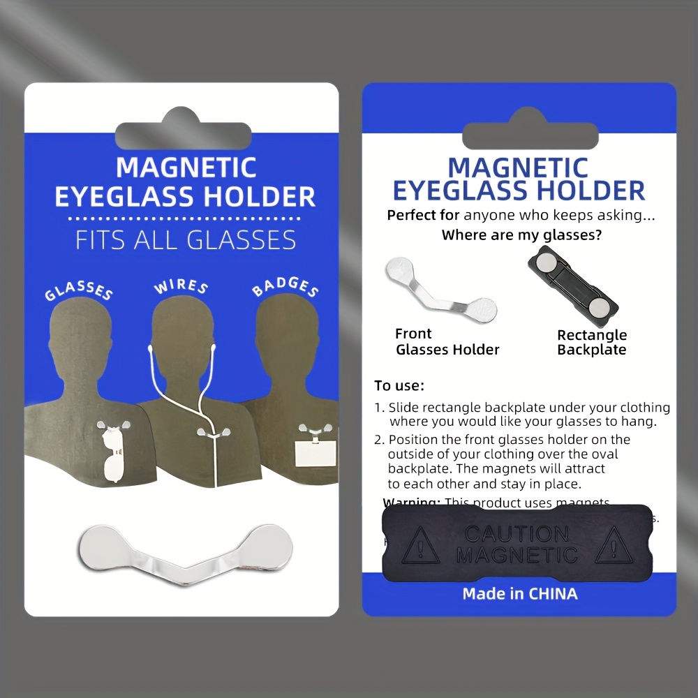 Image of 1pc Magnetic Eyeglass Holder, Chest Magnet For Clothes, Glasses Clip, Name Badge Holder, Headphone Cable Clip, Portable , Unisex