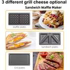 multifunctional sandwich maker three baking panels from portable panini breakfast maker with high power double sided heating suitable for flipping steak and grilling cheese non stick coating easy to clean waffle maker