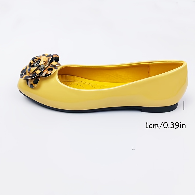 TEMU Leopard Print Floral Square-toe Flat Shoes, Soft-soled Comfortable Commuting Shoes, Vintage , Elegant Design With A High-end , Thick Cushioned