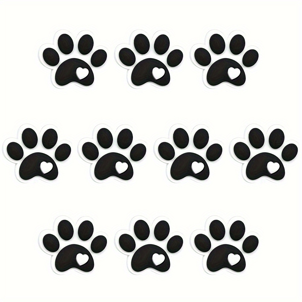 10pcs/set Yellow And White Heart Pattern Dog Claw Shaped Beads Pen Keychain Decoration Jewelry Making Additions