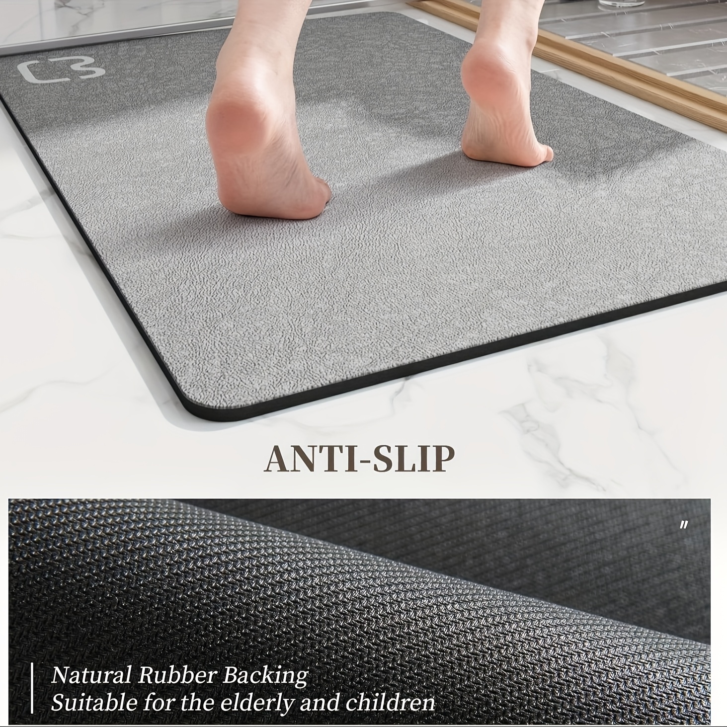 diatomaceous earth bath mat bathroom runner rugs long quick dry bathroom mat non slip rubber backed shower floor mat 40 100cm Product details 4