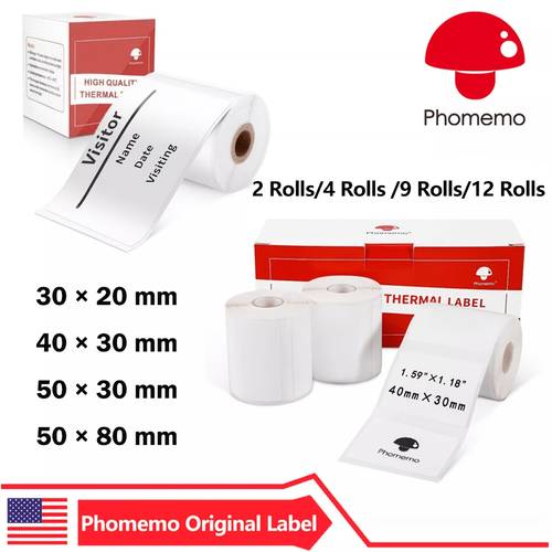 thermal labels 2 4 9 12 rolls for m110 m220 m221 white rectangular labels ideal for printing barcodes mailing signage addresses business