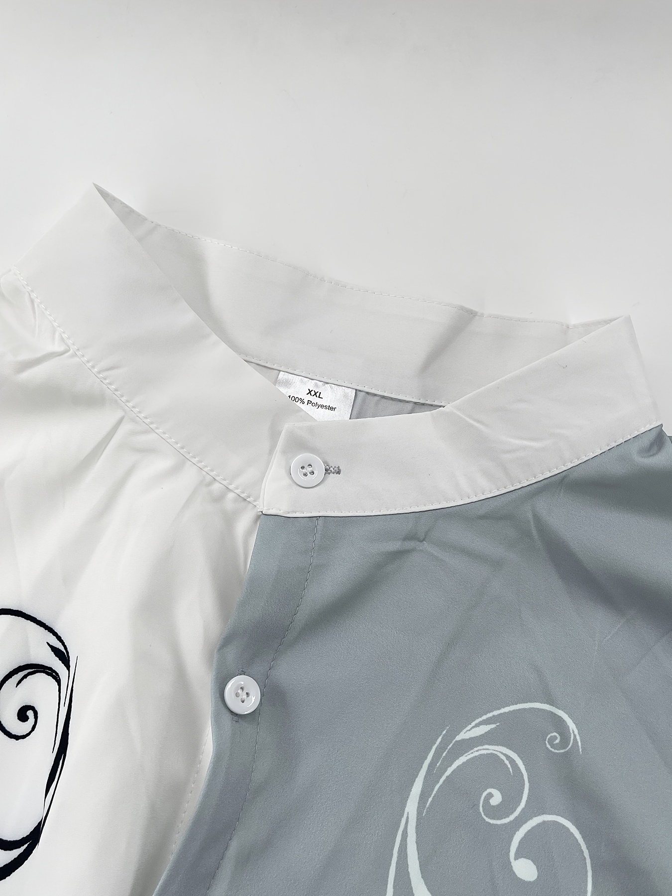 Men'S Casual Short Sleeve Shirt and Pants Set - Geometric Pattern, Button-Up Collared Shirt with Pockets, Light Gray Polyester Blend, Perfect for Vacation and Leisure, Vacation Attire | Stylish Buttonup | Polyester Blend