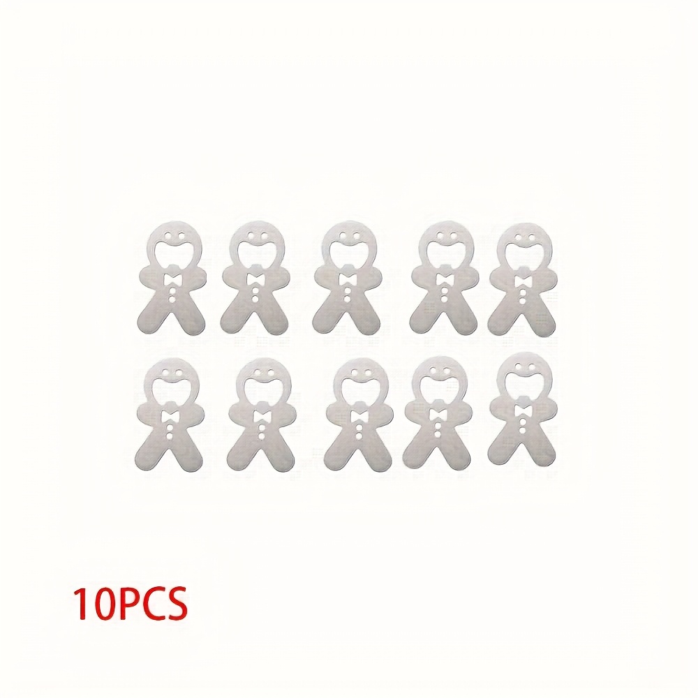 Image of Set Of 10 Gingerbread For Man Bottle Openers That Are Magnetic And Made Of Stainless Steel, Featuring A . Openers No Power And Are Perfect For Beer, Soda, Kitchen Use
