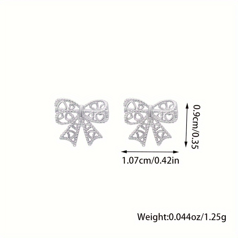 925 Silver Lace Bow Stud Earrings, Elegant Style