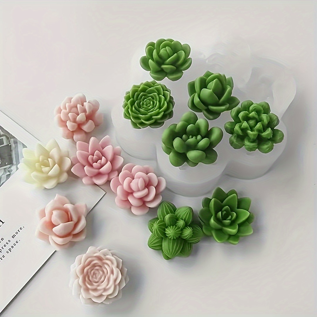 

Silicone Resin Casting Molds Set - 1pc -in-one Diy Succulent & Cactus Plant Shapes For Aromatherapy , Soap, Candle Making - Crafting Silicone Mold