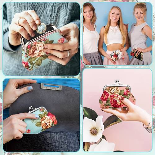 10pcs flower small wallet with lock closure polyester floral canvas small cosmetic bags for daily use bridal shower and party favors