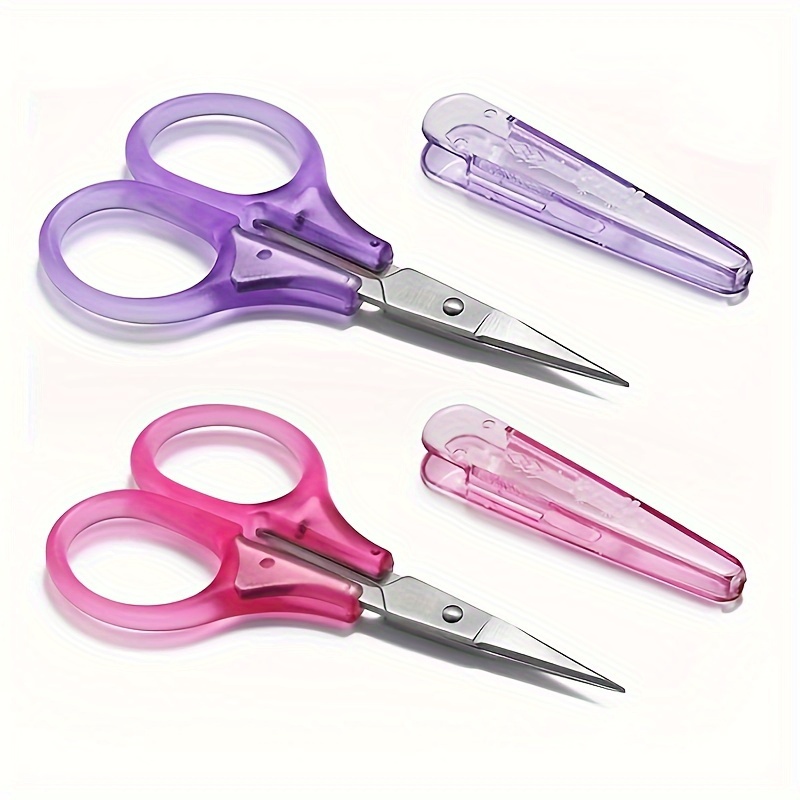 

2pcs Mini Craft Scissors Set - Sharp Precision Detail , Tsa Approved 3" Travel Size With Protective Case For Paper Cutting, Scrapbooking, Beauty & Sewing - Red/purple, , Travel Size