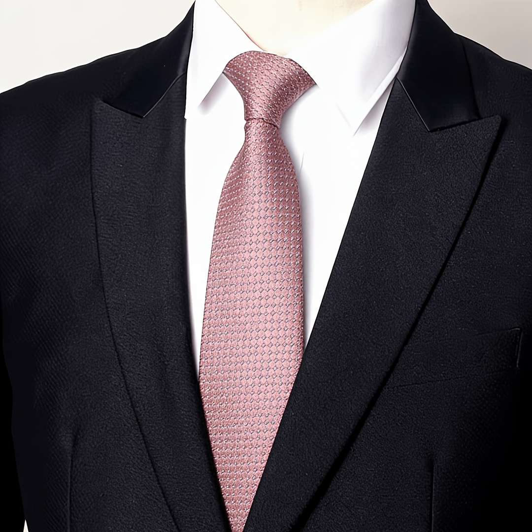 TEMU Men' Pink Hand-tied Necktie - - 6cm Width Suitable For Formal Wedding, Business & Groom Attire, 960-needle Density For A Professional & Elegant