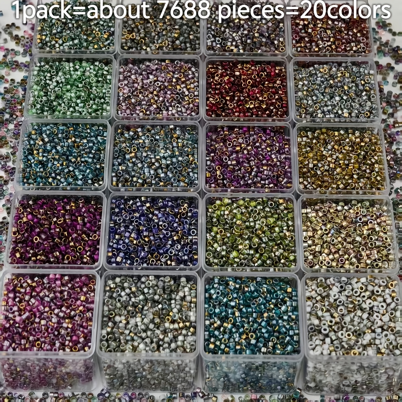 E-shop 7688 Stück 2,5 mm Zweifarbiger Verlauf Glasperlen-Set, 20 Farben, für DIY Perlenarmbänder Halsketten, Weihnachtsgeschenk für Mama oder Freunde,