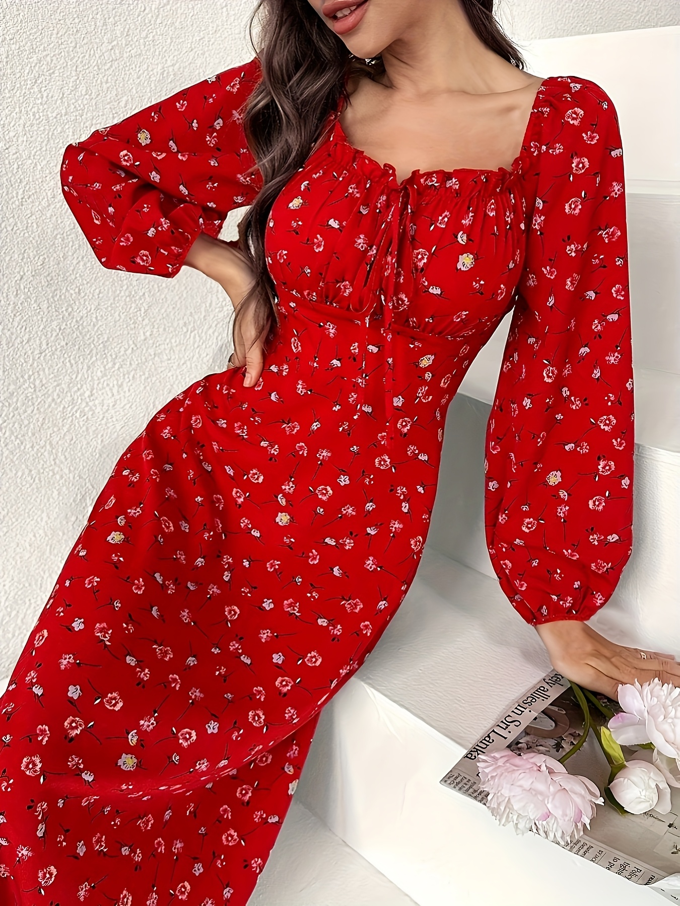 vestido elegante larga flores en moda Temu Ecuador