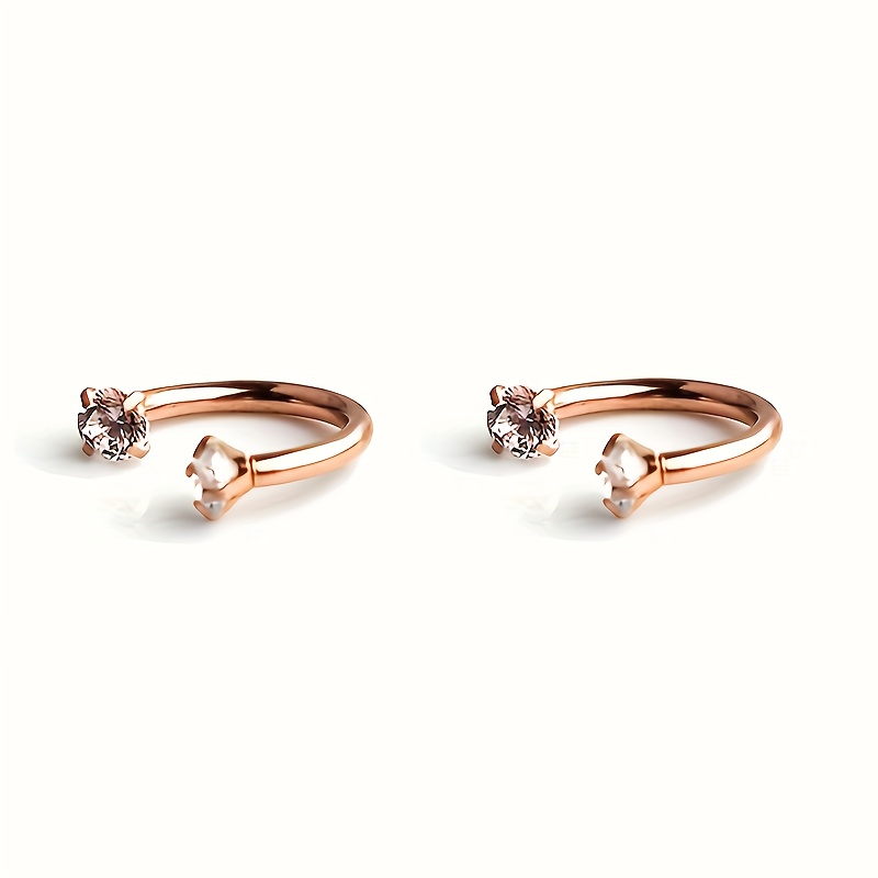 2pcs Fashion Women' Steel Synthetic Synthetic Zirconia Ear Bone Studs, 8mm And 10mm