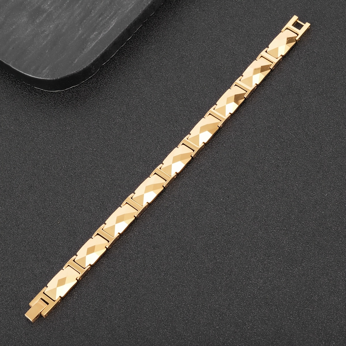 Men's Ceramic Fashion Bracelet, 18K Gold Plated