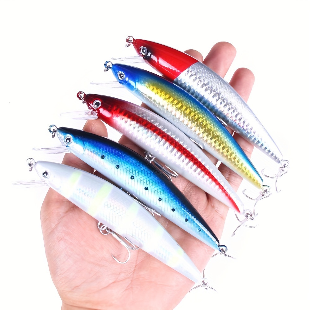 

5pcs Sinking Minnow Fishing Lure Set - Hard For Bass, Trout & - Colors, Abs Material