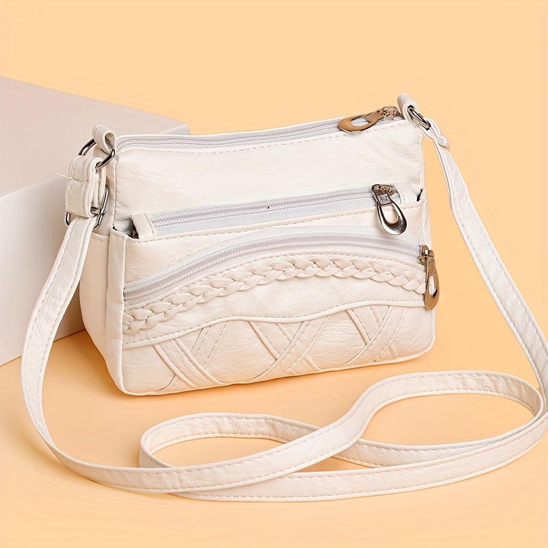 3994 Solid Color Single Shoulder Crossbody Tote Bag Is Suitable For Women' Travel Matching (flower Shape Random, Shoulder Strap Random, Zipper Pull Random)