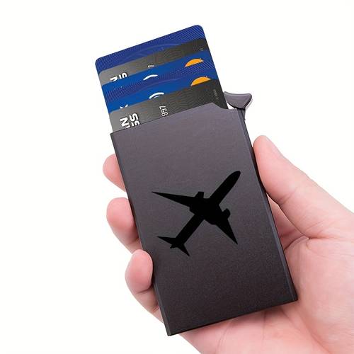 mens wallets card pop up cases holder anti theft wallet for rfid protection print a cool plane 4 pattern card case women men thin aluminum bank metal card case with rfid blocking