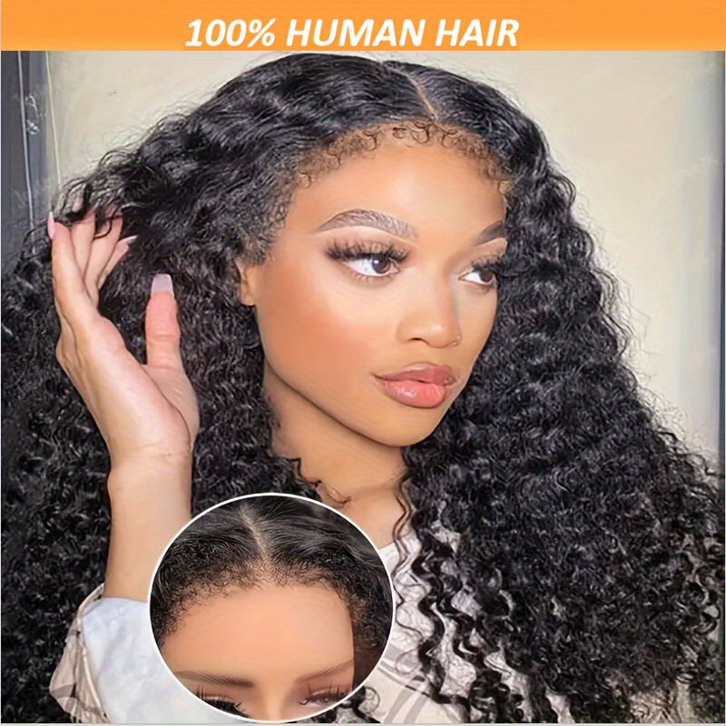 

4c Kinky Curly Human Hair Wigs Baby Hair Hairline New Curly 4x4 Hd Lace Closure Wig Brazilian 180 Density Lace Front Wigs For Women