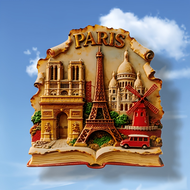 TEMU Aimant de réfrigérateur magnétique 2D plat 1 pièce France - Eiffel et décoration d'architecture française, convient , , la voiture, souvenir