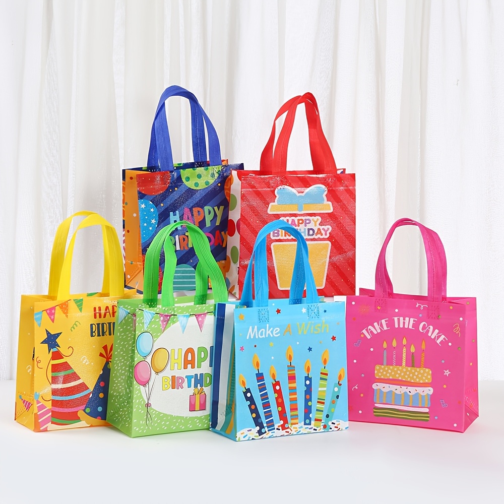 TEMU Gift For Her/him A Festive Gift Bags Featuring Cartoon Designs, Made From Non-woven Material, Birthday Celebrations And Special Occasions