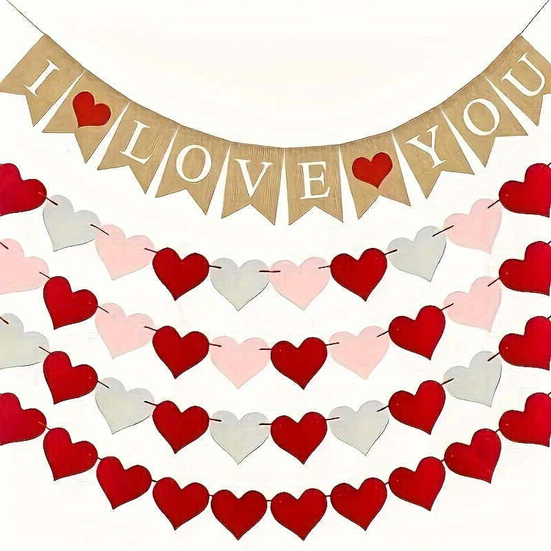 

10pcs Heart Garland Set - Pink/red/white Mousseline Wedding Decorations, Garden Parties &