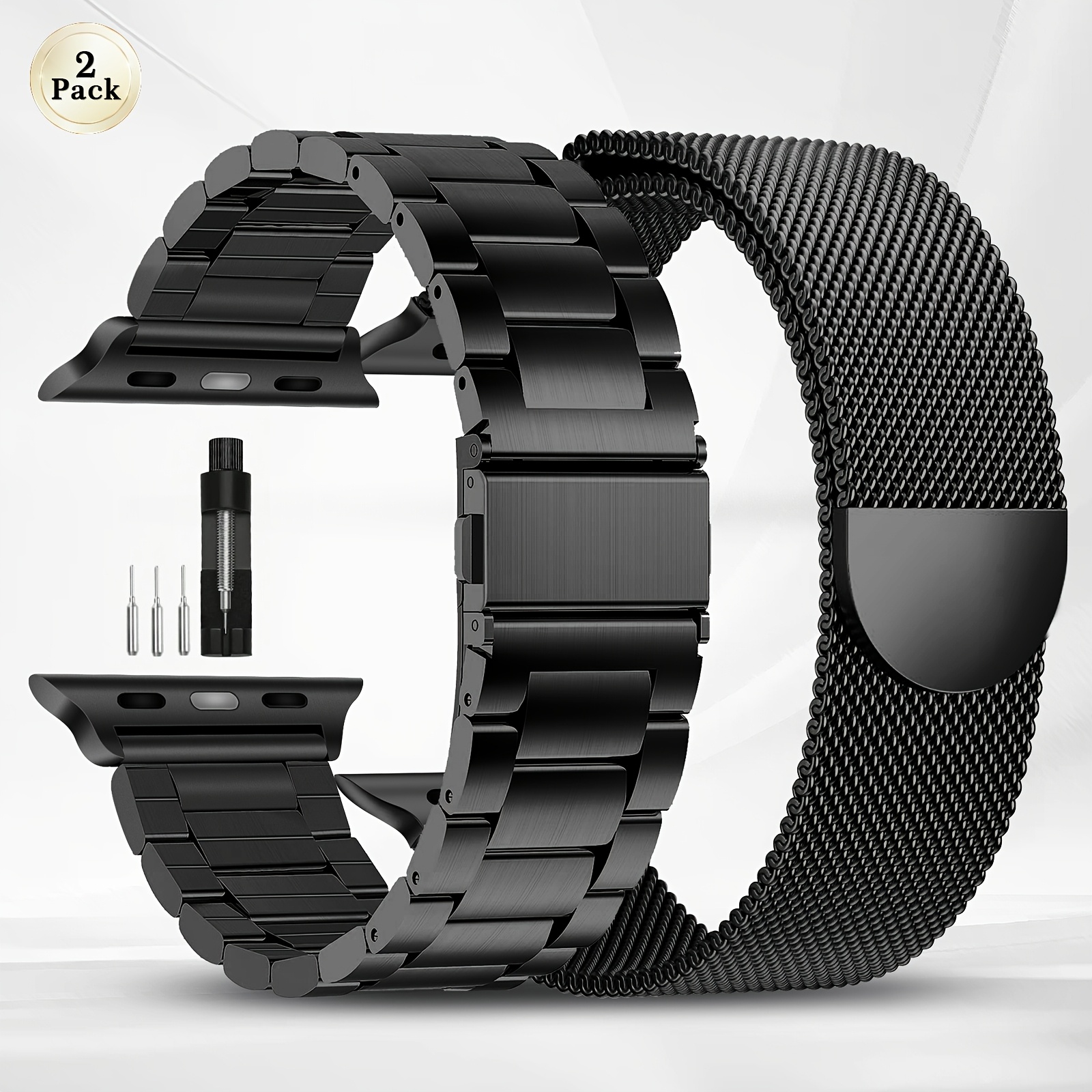 TEMU Bracelet de montre en d'acier inoxydable avec double magnétique pour une tenue plus forte - Compatible avec Apple Watch 38 mm 40 mm 41 mm 42 mm