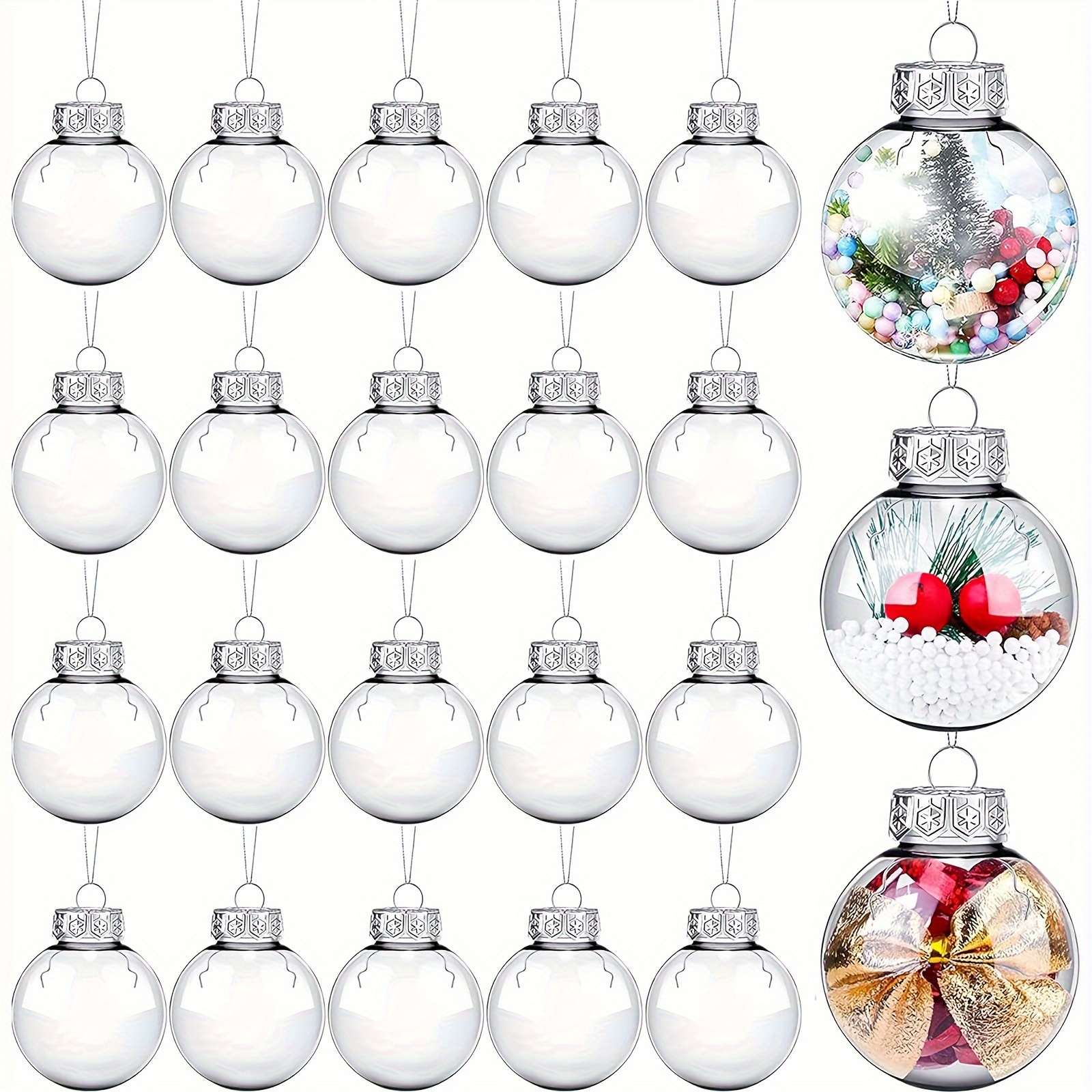 

20pcs Transparent Christmas Decorations, Refillable Diy Plastic Christmas Tree Decorations, Handicrafts, Transparent Plastic Decorations, Christmas Tree Decorations