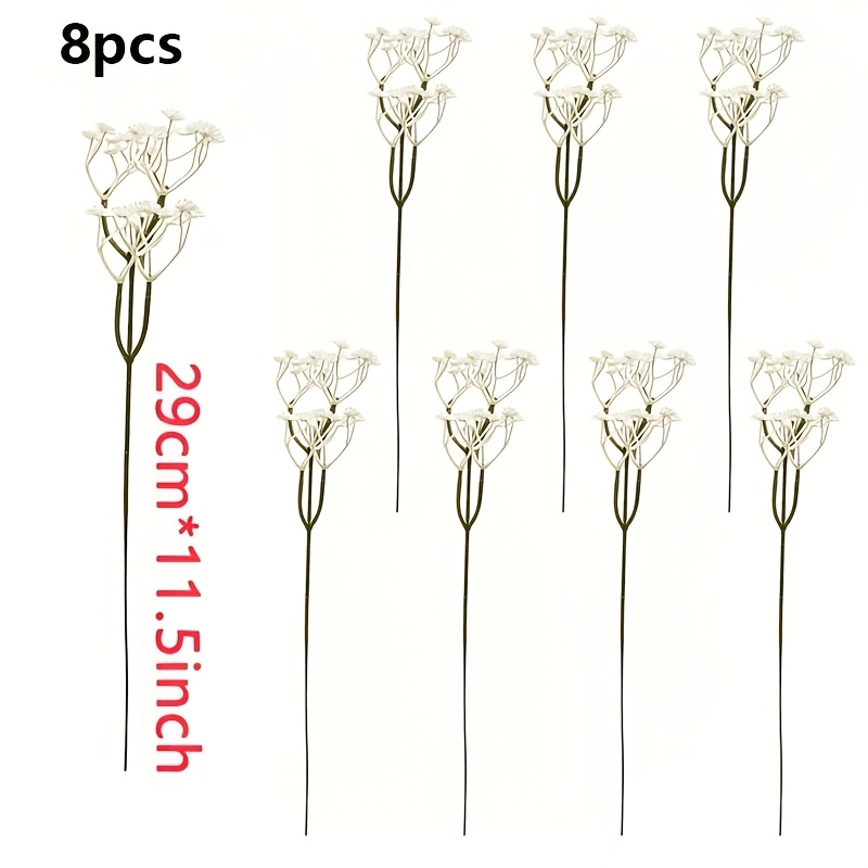 TEMU 8 Bundles - White 's Breath Fake Flower Bouquet, White Artificial Flowers For Wedding Birthday Decoration, Suitable For Anniversaries, Weddings,