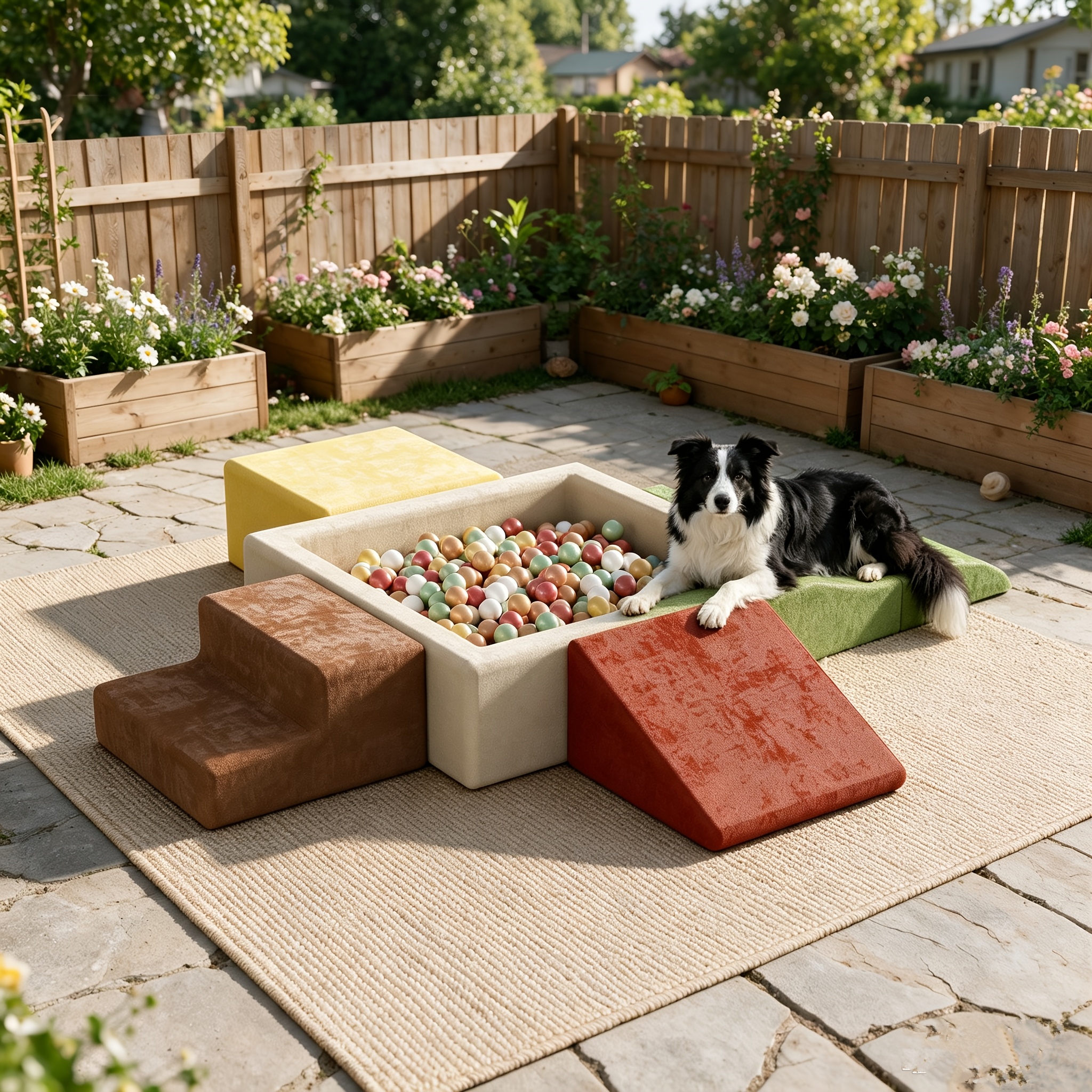 Image of Dog Ladder, Climbing Blocks, Extra-large Foam Blocks With Ball Pit (ball Not Included), Climbing Blocks With Ball Pit, Dog Toys, Washable Cover, Suitable For Indoor Or Outdoor Play, Set