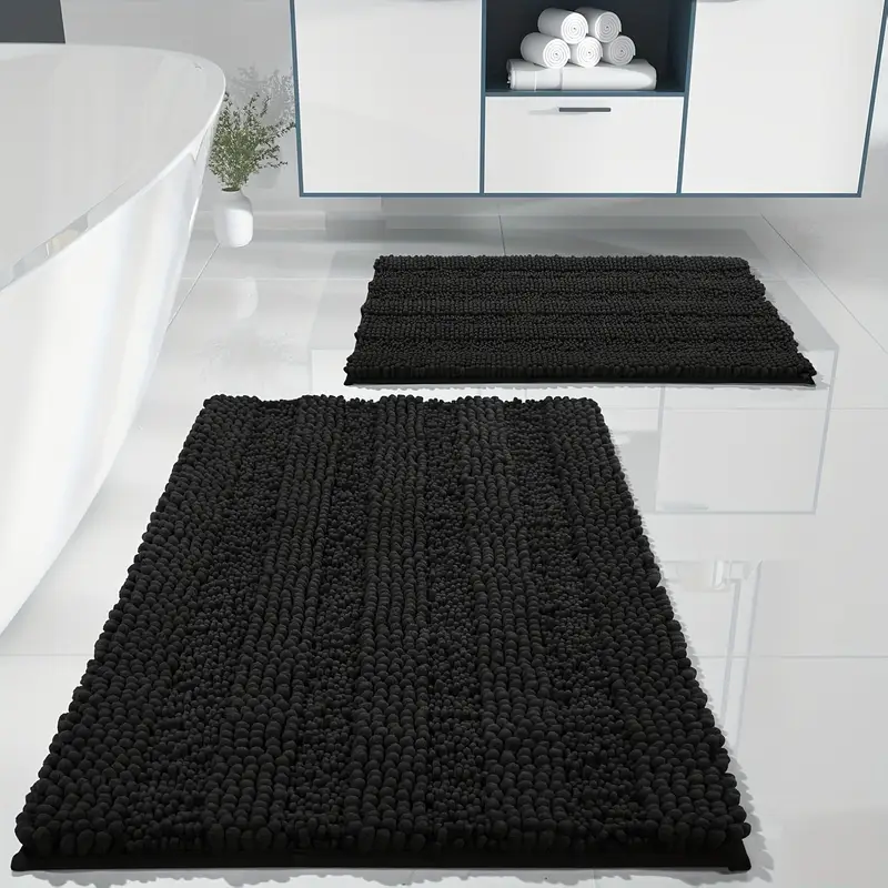 2pcs super absorbent footfeel soft and quick drying thickened style chenille bathroom mat fluffy ball bathroom mat non slip and comfortable and fashionable versatile bathroom mat guardian chenille thickened and enclosed soft absorbent non slip carpet mat two piece set bedroom living room bathroom washable home decoration Product details 4