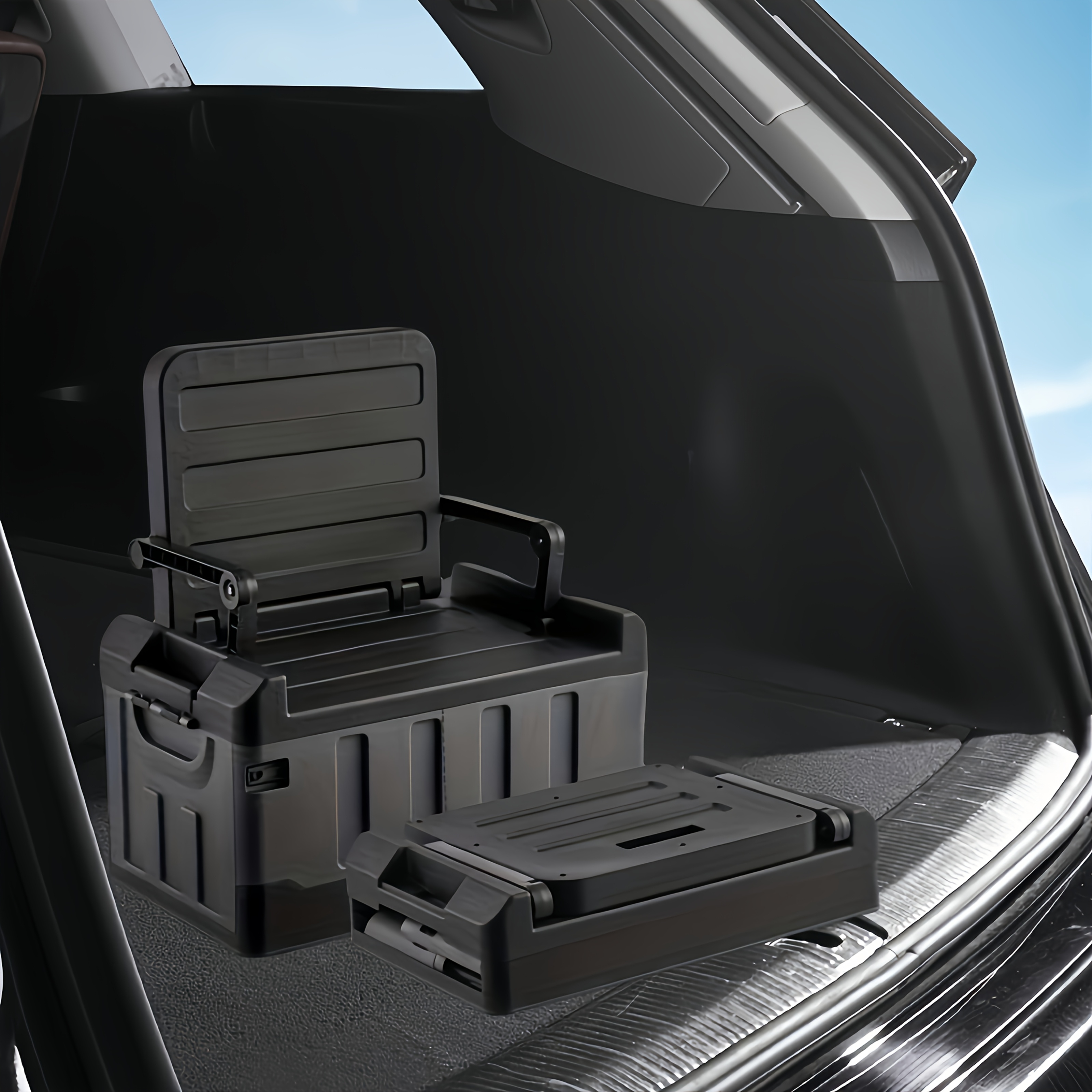 Gray Outdoor Folding Storage Box, Suitable for Car Trunk Storage, Collapsible Camping Box, Portable with Large Capacity for Camping Gear And Moving, Durable And Heavy-Duty Storage Solution
