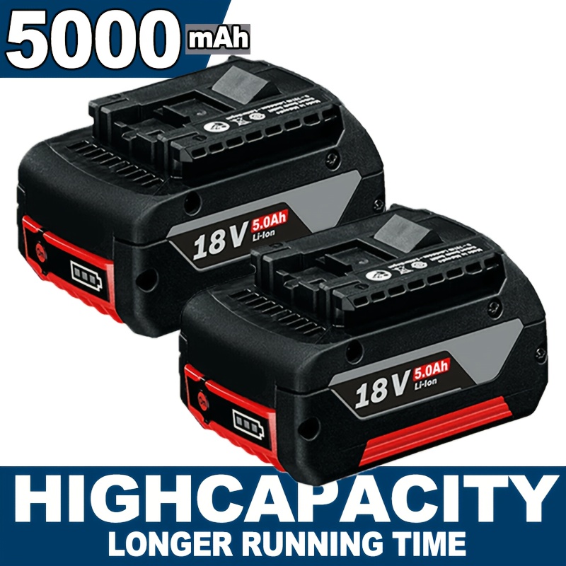 TEMU 2/4-pack 5.0ah Replacement For Bosch 18v Battery Bsl1810 Bat609 Bat618 Bat619g Bat610g Bat612, Lithium-ion Battery Compatible With For Bosch 18