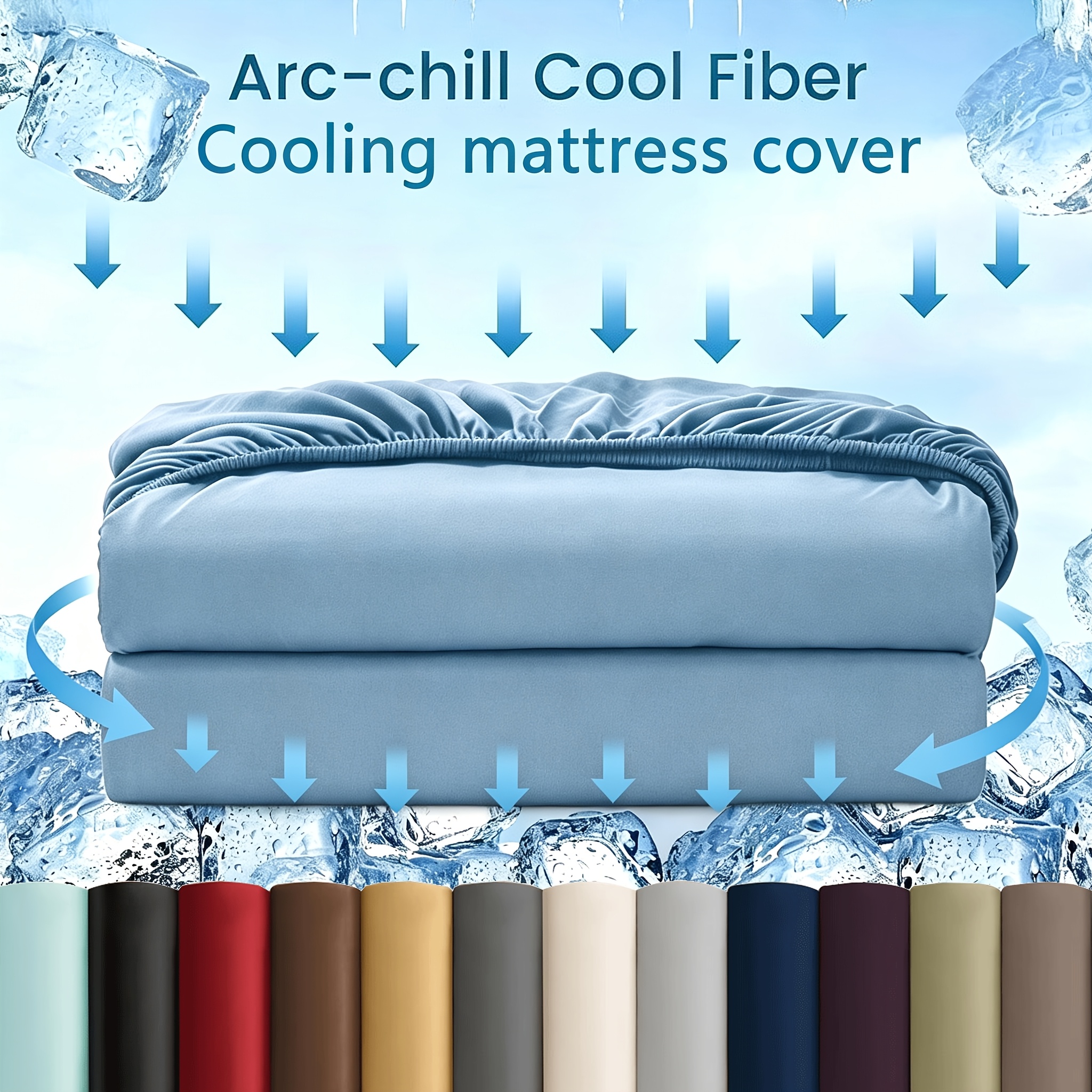 1pc cooling spandex fitted sheet high gram weight 140g   silky fiber fabric non slip fixed   wrap bed cover mattress protector   friendly breathable washable mattress protector bed cover   multiple colors