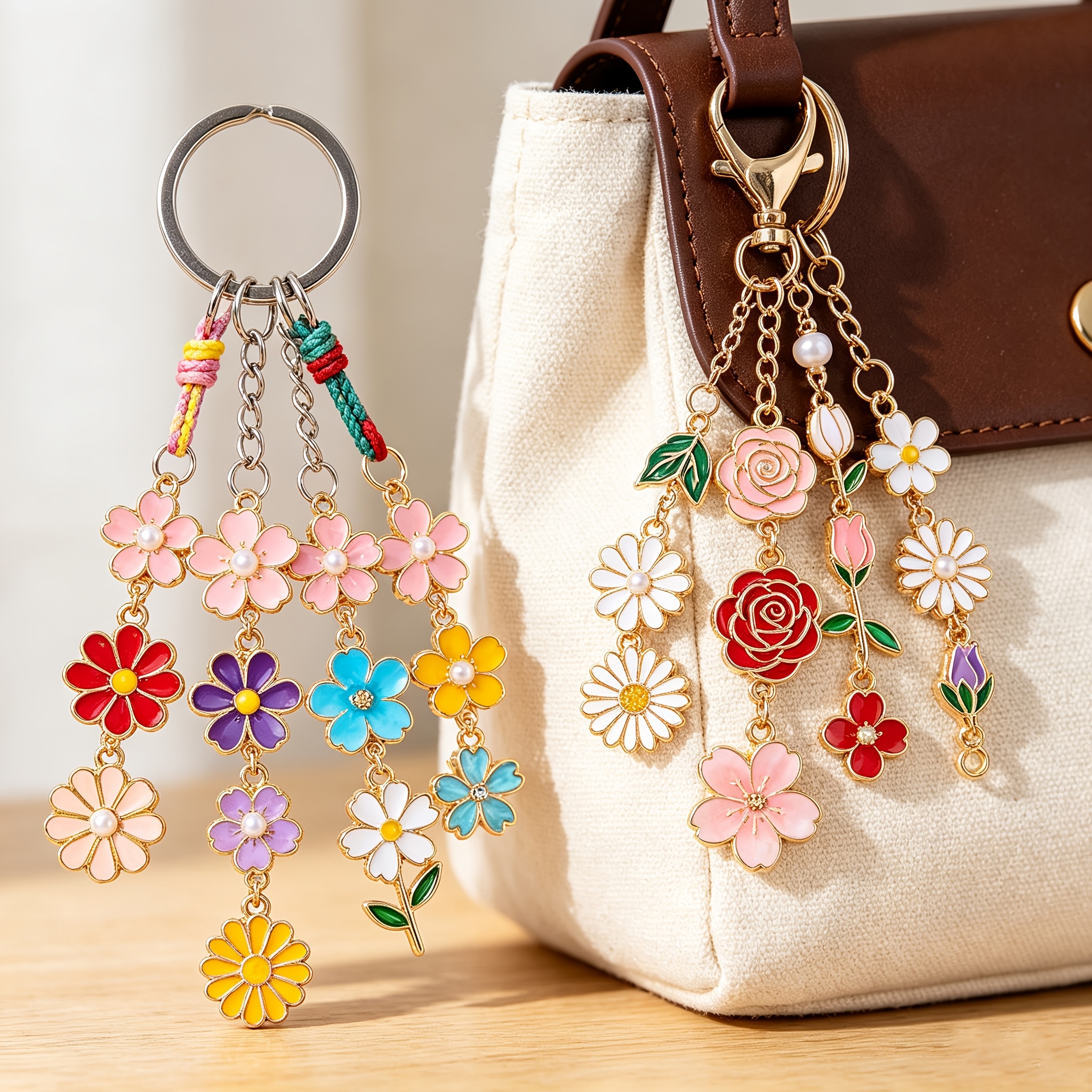 70/140pcs Random Style Flower Element Zinc Alloy Enamel Charms