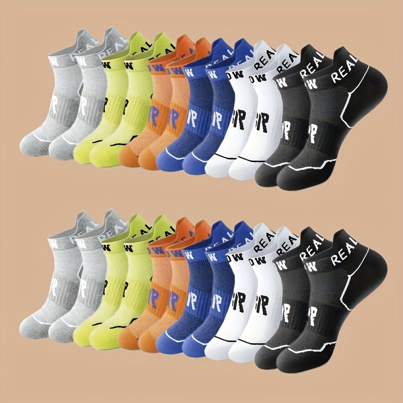 TEMU 12-pair Men's Moisture-wicking Low-cut Socks - Breathable And Comfortable Athletic Socks With Arch Support, Pc For Daily Wear And Outdoor