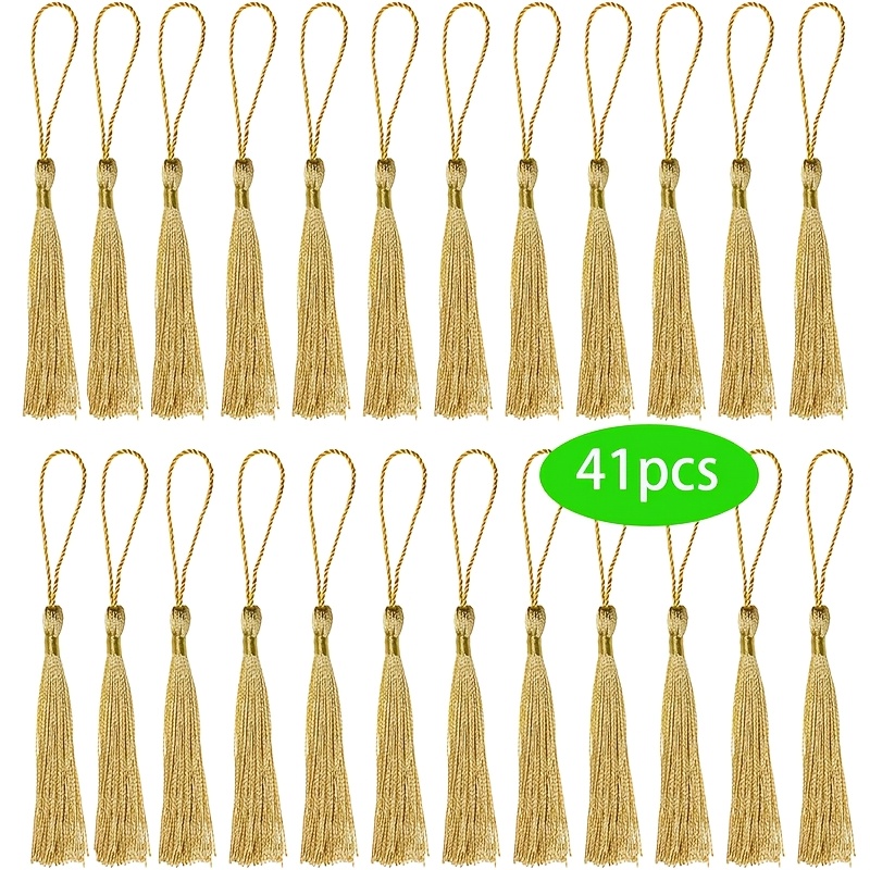 TEMU 41 Mini Handmade Soft Tassel Bookmarks With Tassels, Mini Tassels With Loop Strings, For Keychains, Earrings, Jewelry Making, Souvenirs,